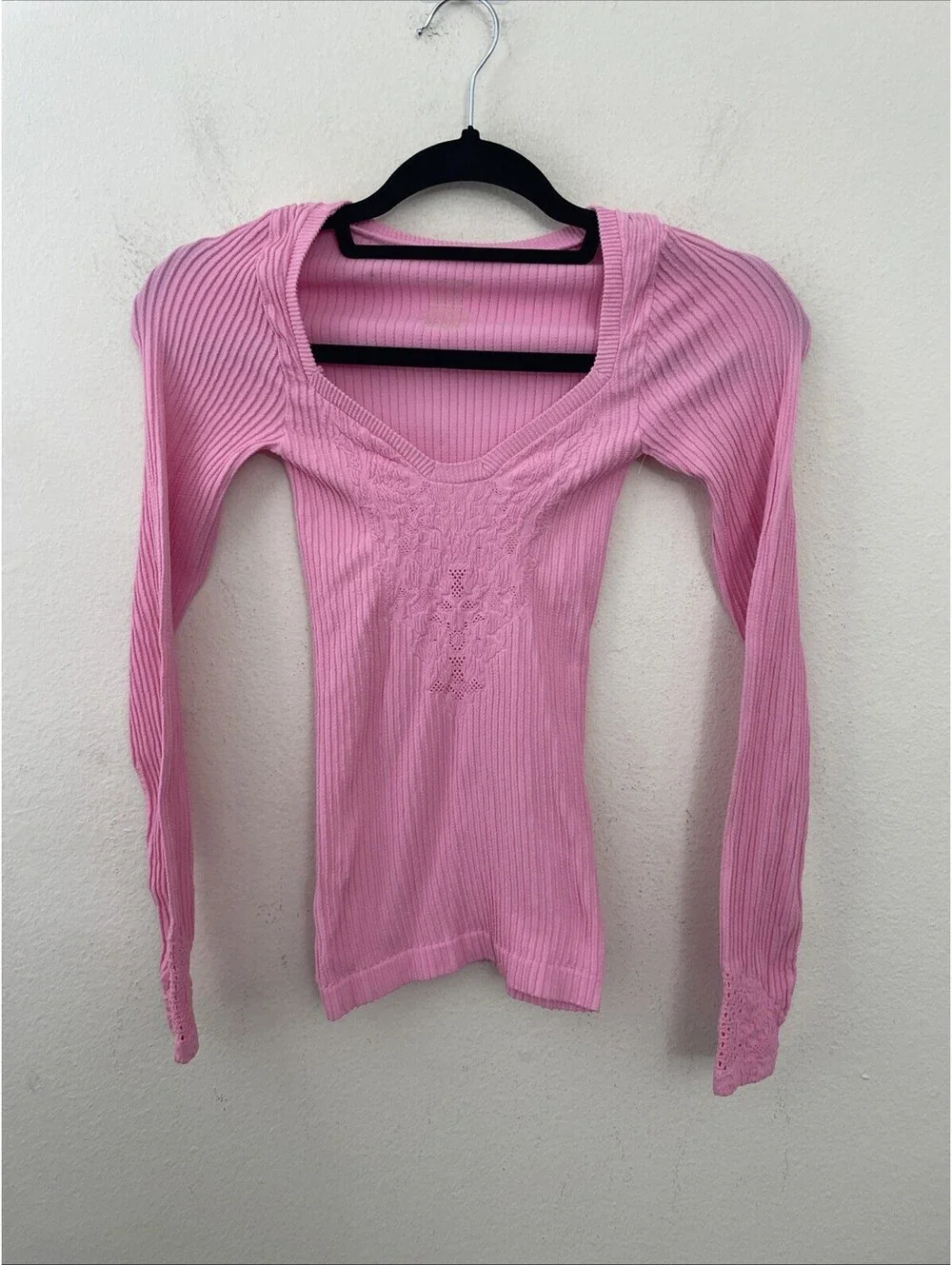 Free People Intimately   Dynamic Duo Long Sleeve pink  top XS/S  New
